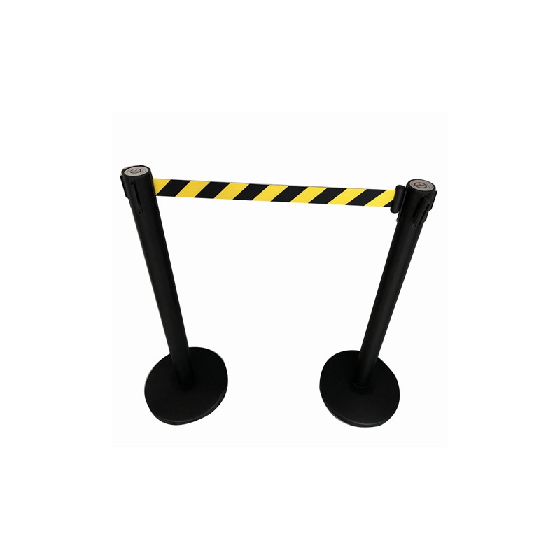 UNIFILA KIT CON DOS POSTES Y CINTA DE PRECAUCION (AMARILLO CON FRANJAS NEGRAS)