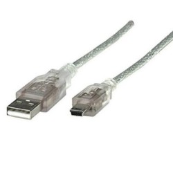 CABLE CONEXIÓN MANHATTAN A0200U9 USB-A 2.0 A MINI-B 1.8 METROS COLOR PLATA