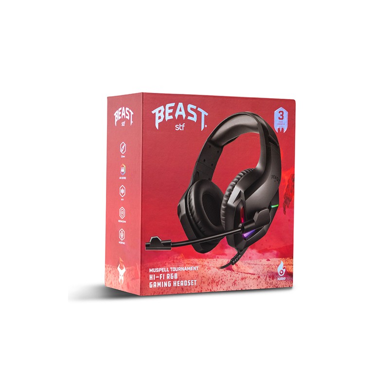 AUDIFONO DIADEMA GAMER CON MICROFONO STF MUSPELL TOURNAMANT STG-H32547 COLOR NEGRO