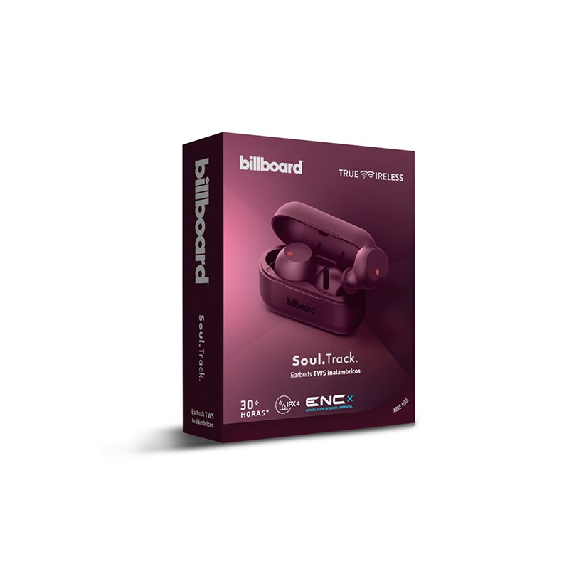 AUDIFONOS TRUE WIRELESS BILLBOARD SOUL TRACK BB-E19795 COLOR VINO