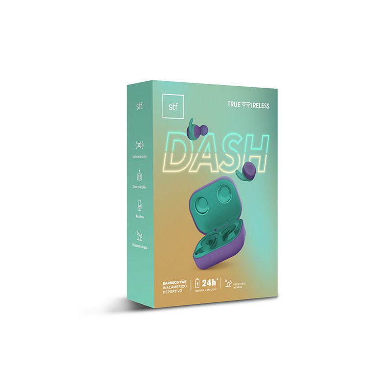 AUDIFONOS TRUE WIRELESS STF DASH ST-E80803 COLOR  MORADO CON  MENTA