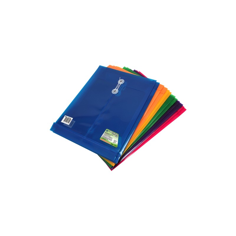 SOBRE PLASTICO CON RONDANA BARRILITO 120FCV OFICIO VERTICAL COLORES SURTIDOS