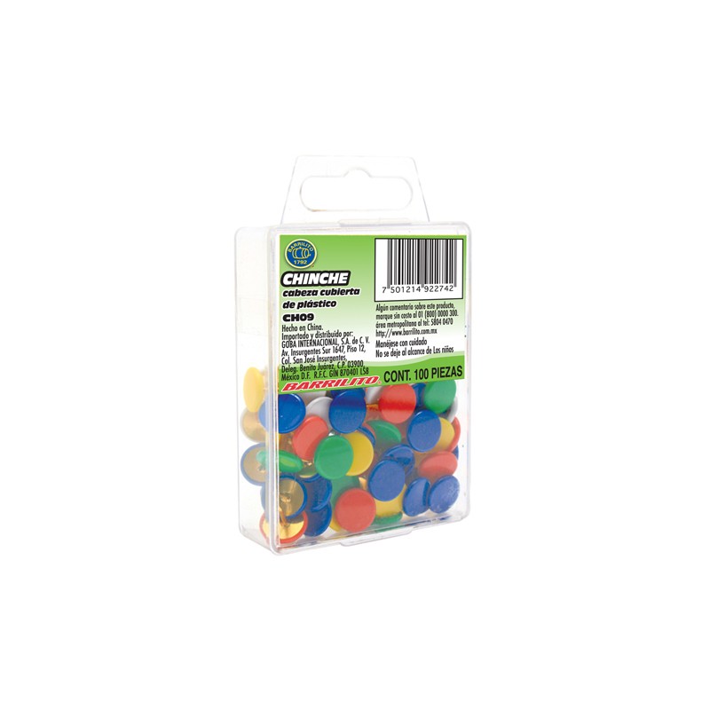 CHINCHES ACME CH09 COLORES SURTIDOS CAJA CON 100