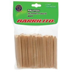 PALITOS PLANOS MINI BARRILITO W-009 MADERA NATURAL BOLSA CON 150