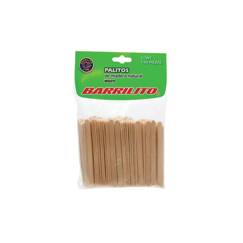 PALITOS PLANOS MINI BARRILITO W-009 MADERA NATURAL BOLSA CON 150