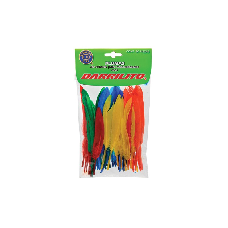 PLUMA PARA MANUALIDADES BARRILITO F009 COLORES SURTIDOS PAQUETE CON 60