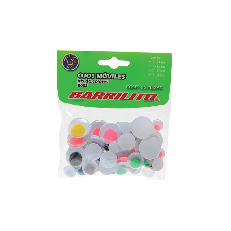 OJOS MOVILES BARRILITO E0031R15 COLORES SURTIDOS BOLSA CON 66