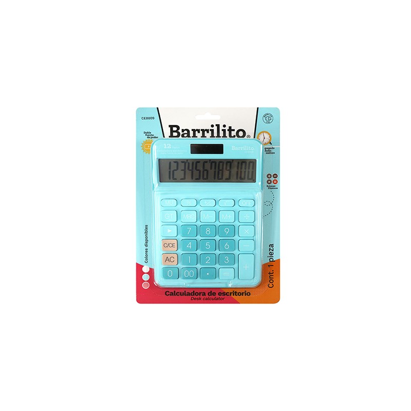 CALCULADORA DE ESCRITORIO BARRILITO CE8809 12 DIGITOS COLORES SURTIDOS