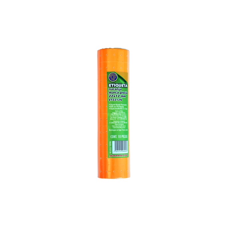 ETIQUETA BARRILITO PARA ETIQUETADORA ET2212N NARANJA