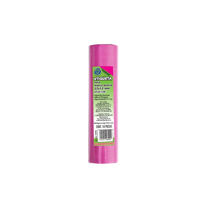 ETIQUETA BARRILITO PARA ETIQUETADORA ET2212R ROSA