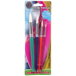 PINCEL PARA ACUARELA BARRILITO KPR4 REDONDO BLISTER CON 4
