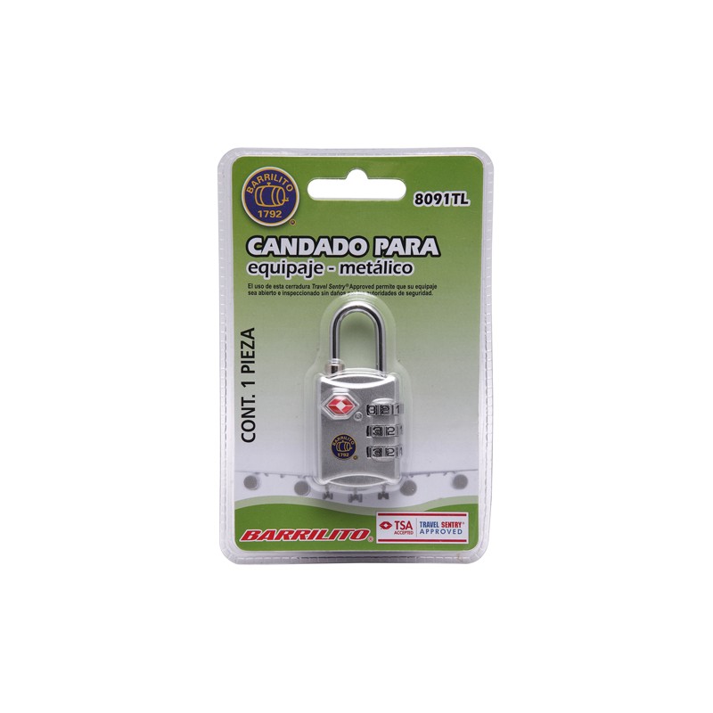 CANDADO DE COMBINACION BARRILITO 8091TL METALICO 3 DIGITOS