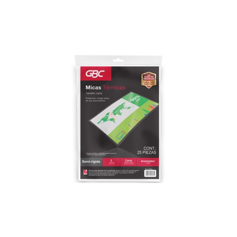 MICA PARA ENMICADORA CARTA GBC P6893 5 ML BOLSA CON 25
