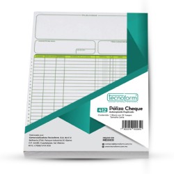 FORMA TECNOFORM  412 POLIZA CHEQUE AUTOCOPIANTE CARTA BLOCK CON 25 JUEGOS