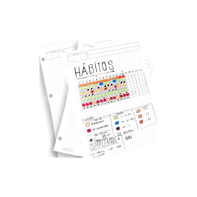 HOJAS DE REFACCION PARA CARPETA DE ARGOLLAS CARTA TECNOFORM  T31 CON PUNTOS GUIA A 5MM CON 100