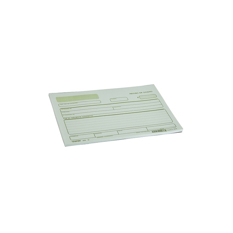 FORMA TECNOFORM  306 RECIBO DE DINERO 1/2 CARTA BLOCK CON 25 JUEGOS