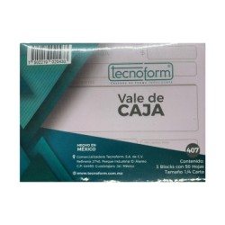 FORMA TECNOFORM  407 VALE DE CAJA 1/4 CARTA BLOCK CON 50 HOJAS PAQUETE CON 3