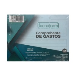 FORMA TECNOFORM  408 COMPROBANTE DE GASTOS 1/4 CARTA BLOCK CON 50 HOJAS PAQUETE CON 3