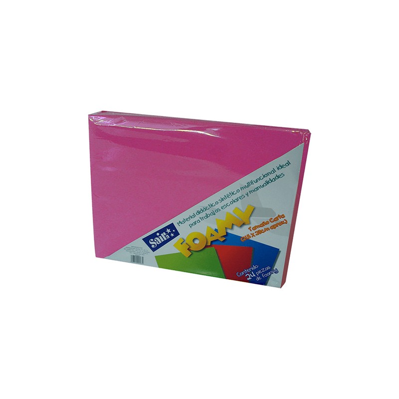 HOJA FOMI SAIRA LISO TAMAÑO CARTA 477206 FUCSIA #06 28 X 21.5 CM PAQUETE CON 24 PIEZAS