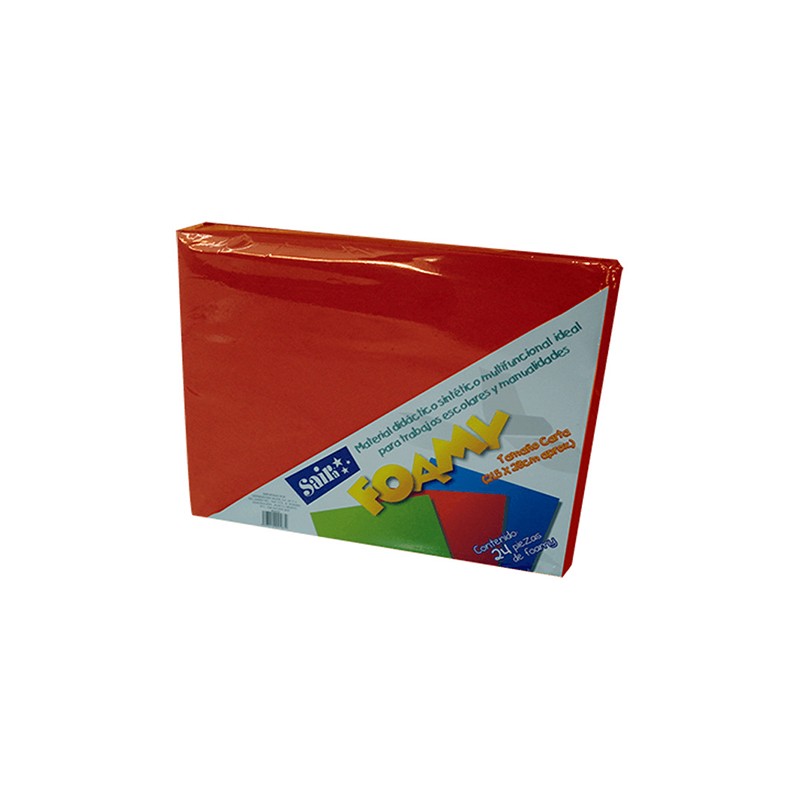 HOJA FOMI SAIRA LISO TAMAÑO CARTA 477201 ROJO #01 PAQUETE CON 24 28 X 21.5 CM