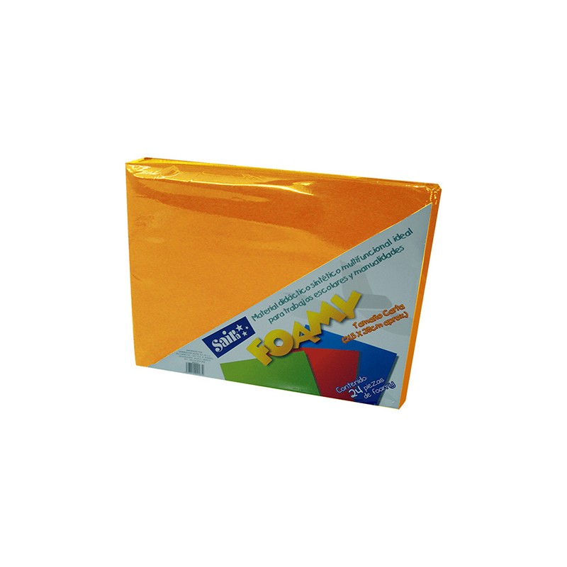 HOJA FOMI SAIRA LISO TAMAÑO CARTA 477212  PAPAYA #12 28X21.5 CM PAQUETE CON 24