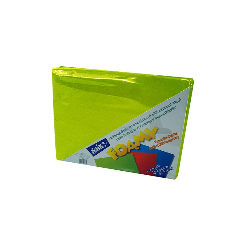 HOJA FOMI SAIRA LISO TAMAÑO CARTA 477228 VERDE LIMON #28 PAQUETE CON 24 PIEZAS
