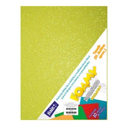 HOJA FOMI SAIRA DIAMANTADO TAMAÑO CARTA 478035 AMARILLO IRISADO #35 PAQUETE CON 10