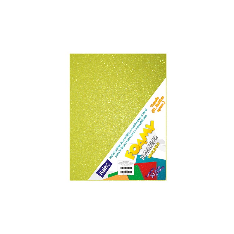 HOJA FOMI SAIRA DIAMANTADO TAMAÑO CARTA 478035 AMARILLO IRISADO #35 PAQUETE CON 10