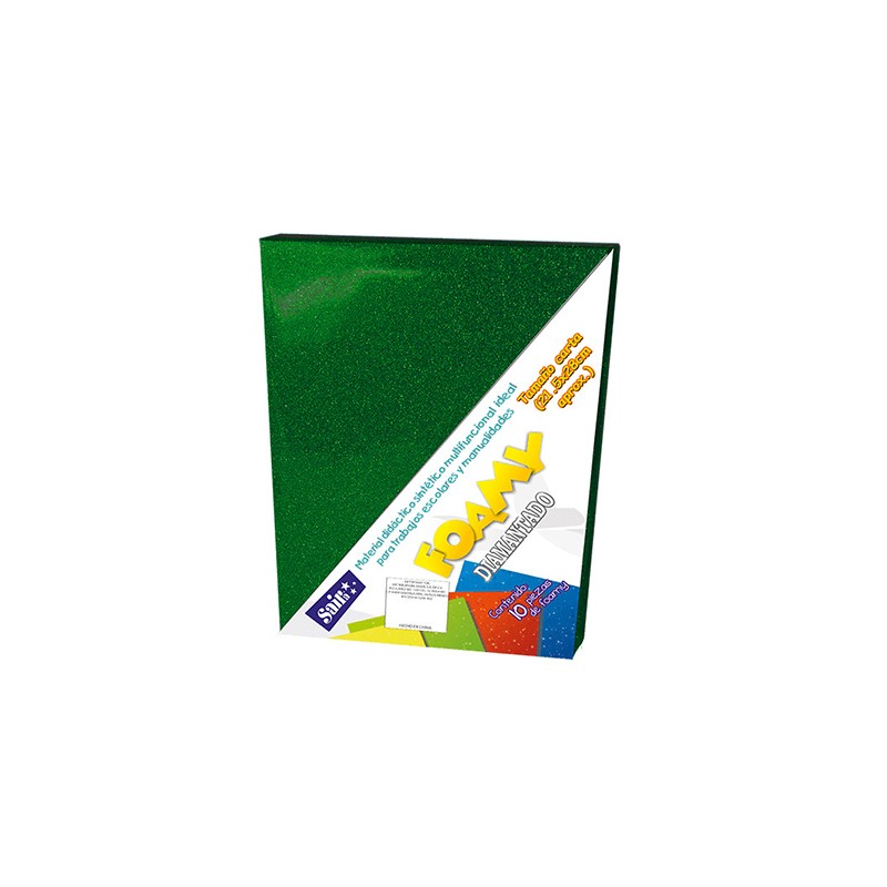 HOJA FOMI SAIRA DIAMANTADO TAMAÑO CARTA 478004 VERDE BANDERA #04 PAQUETE CON 10 PIEZAS