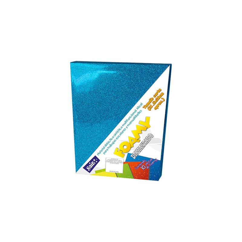 HOJA FOMI SAIRA DIAMANTADO TAMAÑO CARTA 478018 AZUL CIELO #18 PAQUETE CON 10 PIEZAS