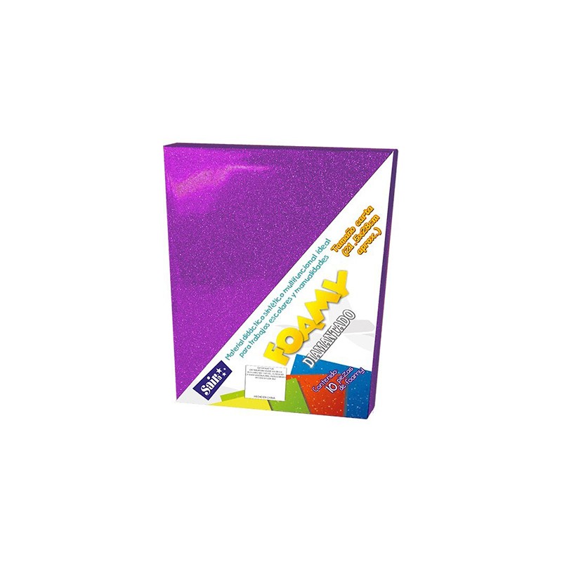 HOJA FOMI SAIRA DIAMANTADO TAMAÑO CARTA 478014  MORADO #14 PAQUETE CON 10 PIEZAS