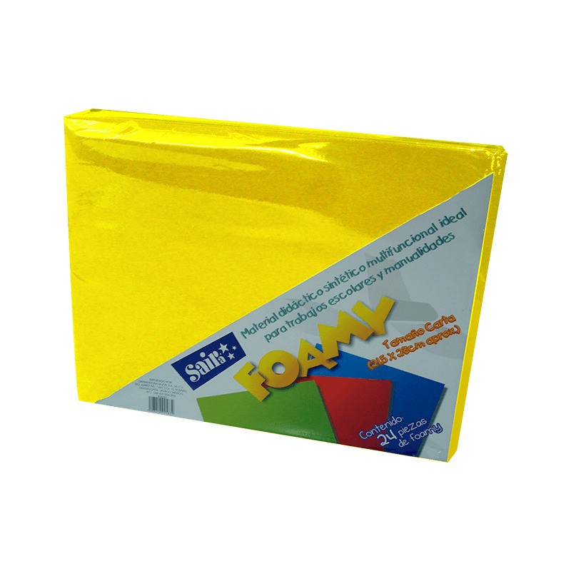 HOJA FOMI SAIRA LISO CARTA 477217 AMARILLO CANARIO #17  28X21.5 CM PAQUETE CON 24 PIEZAS
