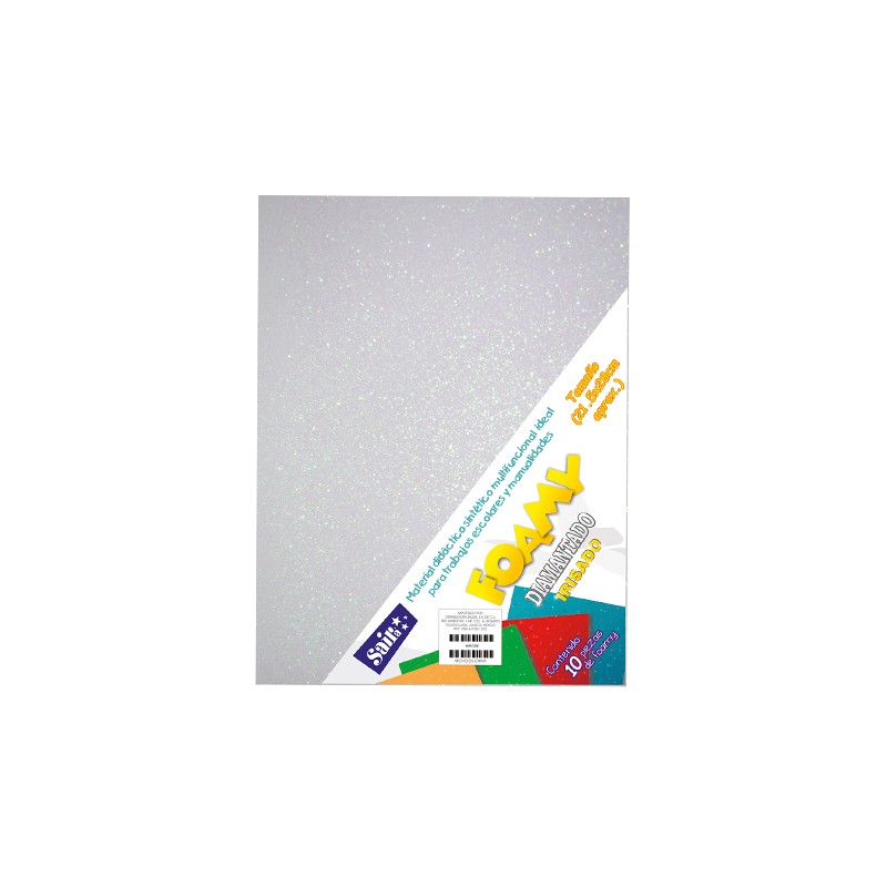 HOJA FOMI SAIRA DIAMANTADO TAMAÑO CARTA 478036 BLANCO IRISADO #36 PAQUETE CON 10 PIEZAS