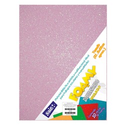 HOJA FOMI SAIRA DIAMANTADO TAMAÑO CARTA 478033 ROSA PASTEL IRISADO #33 PAQUETE CON 10 PIEZAS