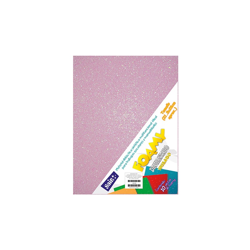 HOJA FOMI SAIRA DIAMANTADO TAMAÑO CARTA 478033 ROSA PASTEL IRISADO #33 PAQUETE CON 10 PIEZAS