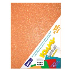 HOJA FOMI SAIRA DIAMANTADO TAMAÑO CARTA 478038 NARANJA IRISADO #38 PAQUETE CON 10 PIEZAS