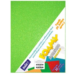 HOJA FOMI SAIRA DIAMANTADO TAMAÑO CARTA 478043 VERDE LIMON IRISADO #43 PAQUETE CON 10 PIEZAS