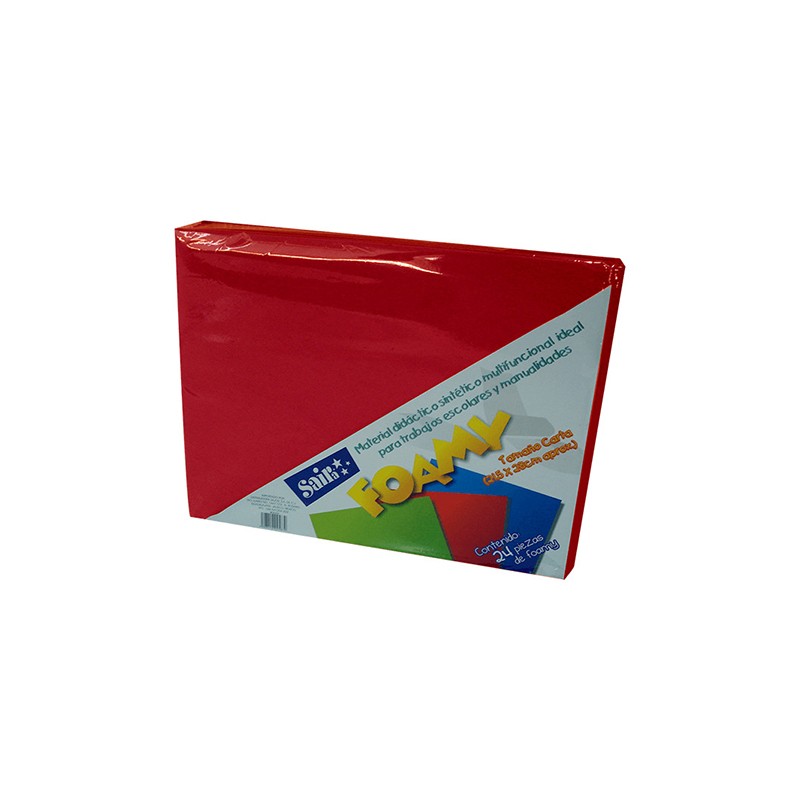 HOJA FOMI SAIRA LISO TAMAÑO CARTA 477202 ROJO BANDERA #02 28X21.5 CM PAQUETE CON 24 PIEZAS