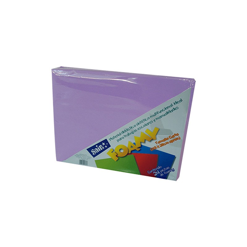 HOJA FOMI SAIRA LISO TAMAÑO CARTA 477237 LILA CLARO #37 28X21.5 CM PAQUETE CON 24