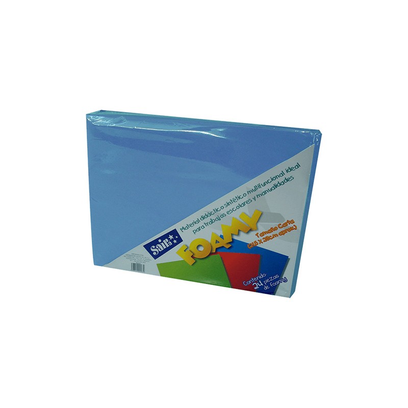 HOJA FOMI SAIRA LISO TAMAÑO CARTA 477224 AZUL CIELO #24 28X21.5 CM PAQUETE CON 24 PIEZAS
