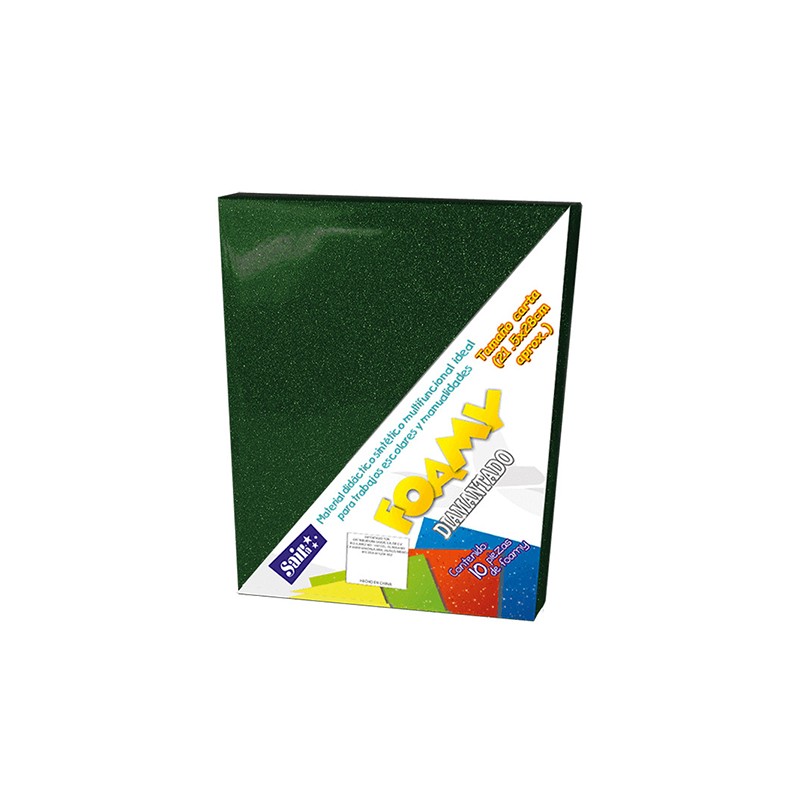 HOJA FOMI SAIRA DIAMANTADO TAMAÑO CARTA 478005 VERDE SECO #05 PAQUETE CON 10 PIEZAS