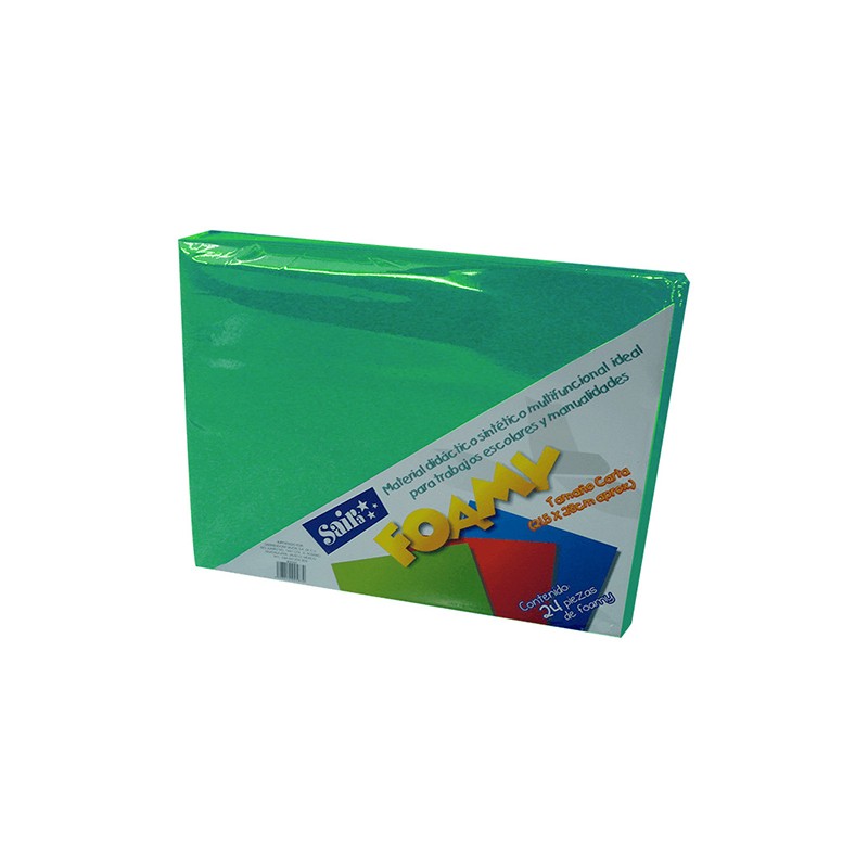 HOJA FOMI SAIRA LISO CARTA 477234 VERDE FUERTE #34 28 X 21.5CM PAQUETE CON 24 PIEZAS
