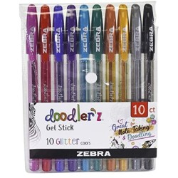 ROLLER GEL DOODLERZ ZEBRA 8917-67 COLORES GLITTER ESTUCHE CON 10