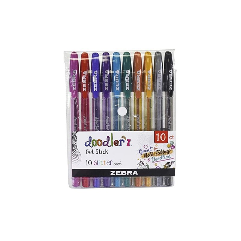 ROLLER GEL DOODLERZ ZEBRA 8917-67 COLORES GLITTER ESTUCHE CON 10