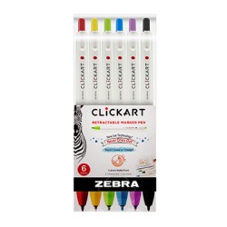 MARCADOR CLICK ART ZEBRA PARA ARTE 4019-66 ESTUCHE CON 6 COLORES SURTIDOS