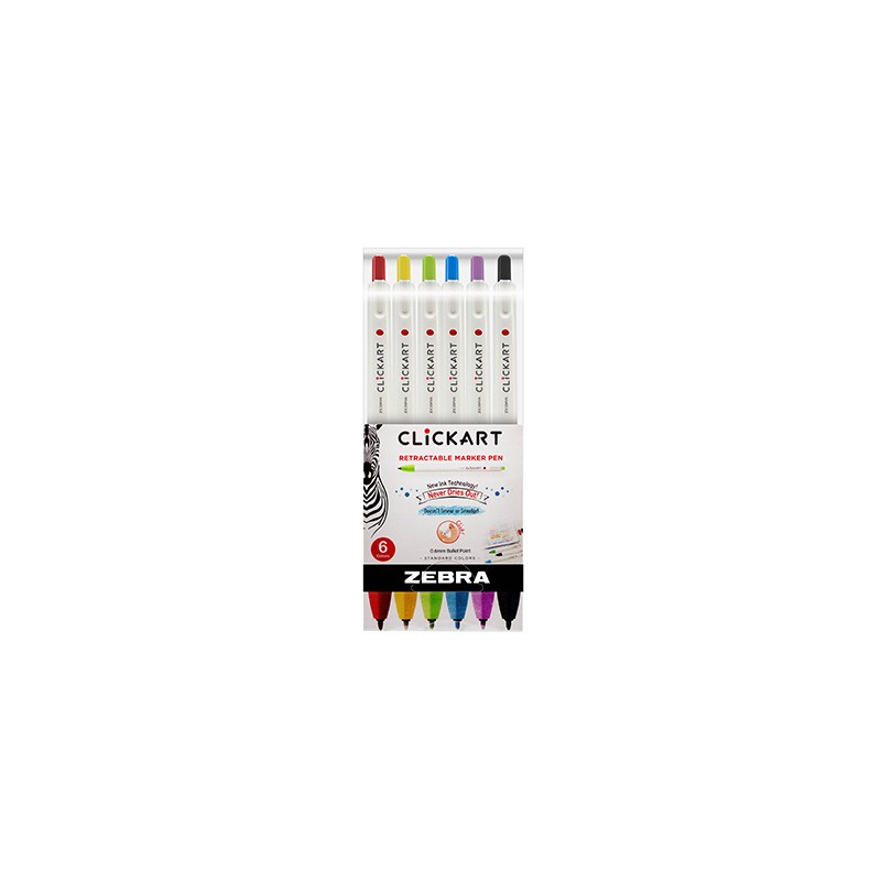 MARCADOR CLICK ART ZEBRA PARA ARTE 4019-66 ESTUCHE CON 6 COLORES SURTIDOS