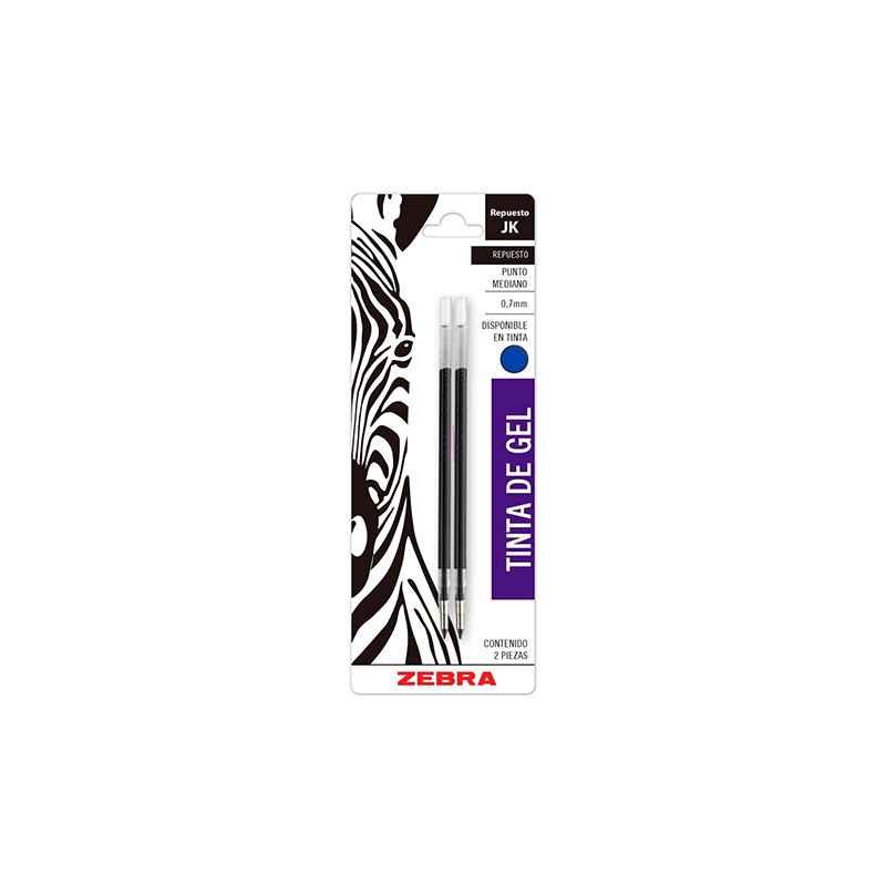 REPUESTO PARA ROLLERBALL ZEBRA JK G-301 600-20 PUNTO MEDIANO COLOR NEGRO BLISTER CON 2