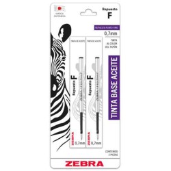 REPUESTO PARA BOLIGRAFO ZEBRA F301 MODELO 120 PUNTO FINO NEGRO BLISTER CON 2
