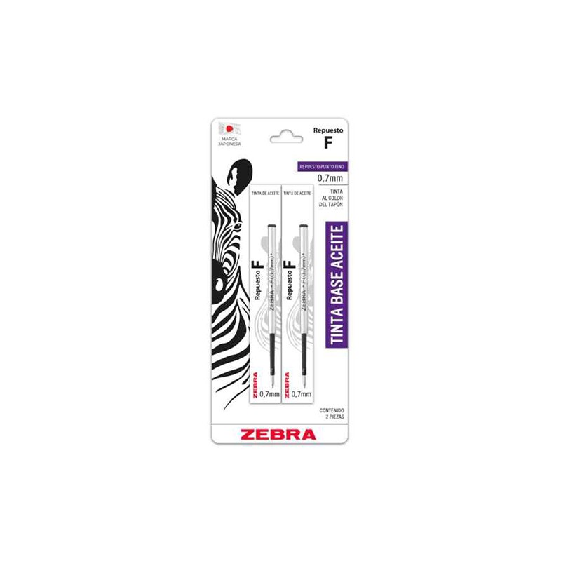 REPUESTO PARA BOLIGRAFO ZEBRA F301 MODELO 120 PUNTO FINO NEGRO BLISTER CON 2