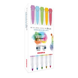 MARCADOR DOBLE PUNTA MILDLINER BRUSH ZEBRA VIBRANT 403VBTPNE005 CAJA CON 5
